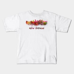 New Orleans skyline in watercolor Kids T-Shirt